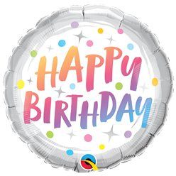 Foil balloon Happy Birthday pastel dots