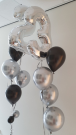 Foil medium size number balloon filled