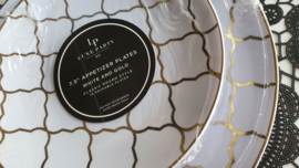 Deluxe dinner plates white gold mosaic (10pcs)