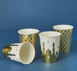 Paper cups gold Eid mosque (8pcs)
