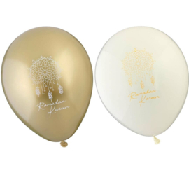 Ballonnen Ramadan Kareem goud wit (10st)