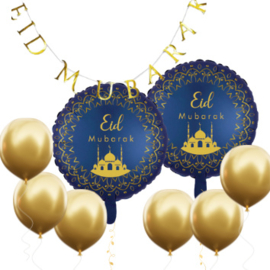 Eid mix set blauw goud versiering slinger (9-delig)