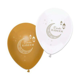 Ballonnen Ramadan Kareem goud wit (6st)