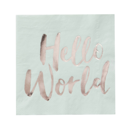Paper napkins Hello World mint green (16pcs)