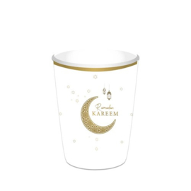 Paper cups Ramadan Kareem white gold foil (8pcs)