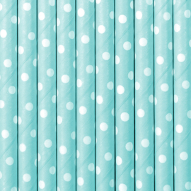 Paper straws blue polka dots (10pcs)