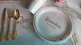Papieren borden Ramadan mintgroen/goud (6st)