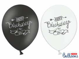 Black &white balloons happy bday (6pcs)