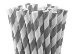 SIlver striped paper straws