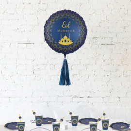 Foil balloon Eid deluxe blue gold (ea)