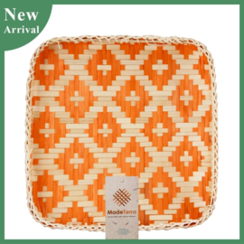 Square woven basket orange