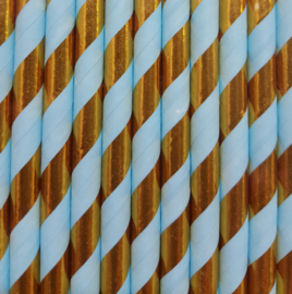 Paper straws blue/gold stripes (10pcs)