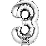 Cijfer ballon 3 zilver (40cm)