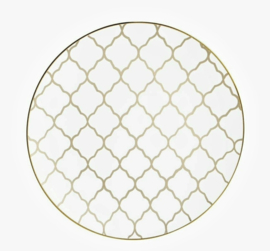 Deluxe plastic desert plates white gold mosaic (10pcs)