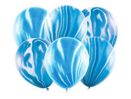 Ballonnen marmer blauw (6st)