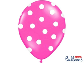 Balloons hot pink white dots (6pcs)