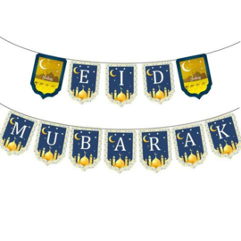 Eid bunting flags blue gold