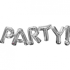 Foil phrase balloon PARTY silver