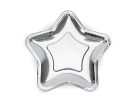 Paper plates silver star (6pcs)