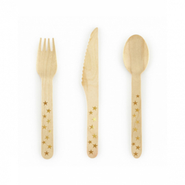 Wooden cutlery set stars (18pcs)