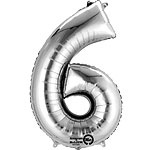 XL foil balloon silver number 6