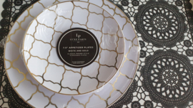 Deluxe dinner plates white gold mosaic (10pcs)