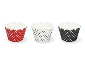 Cupcake wrappers ladybug rood wit (6st)