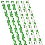 Papieren rietjes groene polkadot (10st)