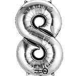 XL foil balloon silver number 8