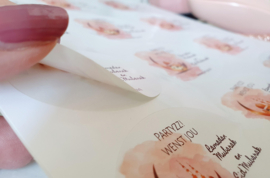 Gepersonaliseerde stickers Eid roze ovaal (18st)