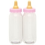 Baby flesjes plastic roze (2ppk)