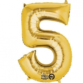 XL foil balloon gold number 5
