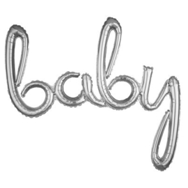 Foil script balloon Baby silver