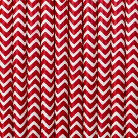 Papieren rietjes rood chevron (10st)