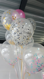 Confetti text balloon black / gold mix (6pcs)