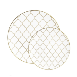 Deluxe dinner plates white gold mosaic (10pcs)