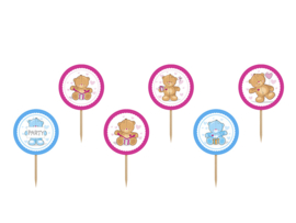 Cupcake toppers Teddy (6pcs)