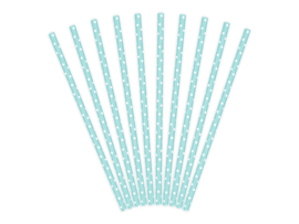 Paper straws blue polka dots (10pcs)