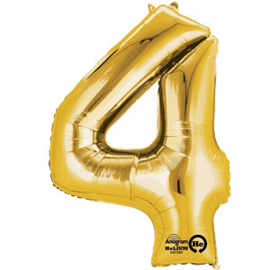 Cijfer ballon XL  goud 4 (86cm)