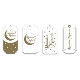 Cadeau labels Ramadan goud/wit (8st)