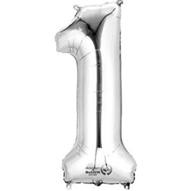 XL foil balloon silver number 1