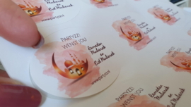 Gepersonaliseerde stickers Eid roze ovaal (18st)