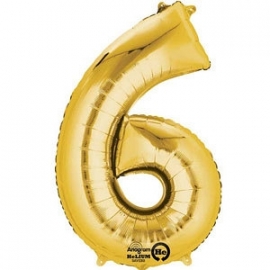 XL foil balloon gold number 6