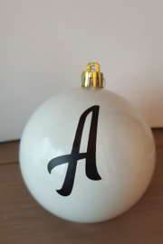 Kerstbal wit met letter