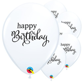 Ballonnen wit Happy Birthday (6st)