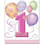 First birthday loot bags pink balloons (8pcs)