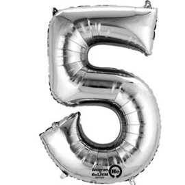 XL foil balloon silver number 5