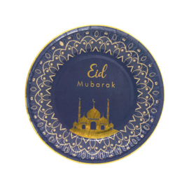 Papieren bordjes Eid luxe blauw (8st)
