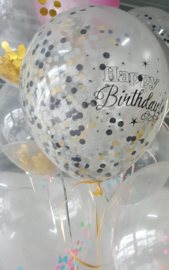 Confetti text balloon black / gold mix (6pcs)