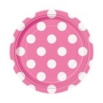 Papieren bordjes polkadots roze (8st)